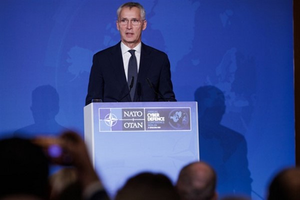 NATO Genel Sekreteri Jens Stoltenberg, NATO'nun 75'inci Yıl Zirvesi'nde basın