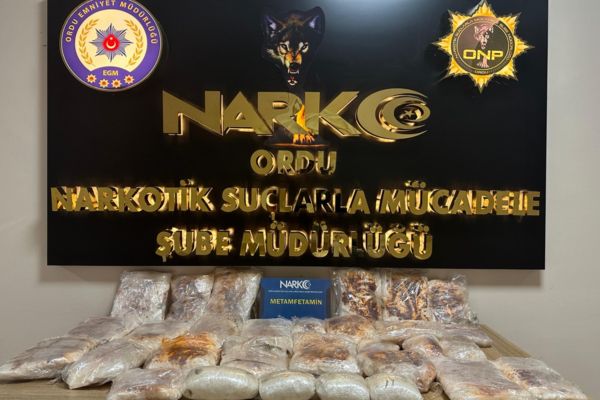 Ordu'da narkotik ekiplerinin durdurduğu araçta 25 kilo 200 gram metamfetamin