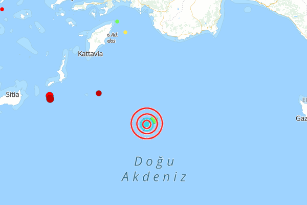 Akdeniz'de 4.6 büyüklüğünde deprem meydana geldi. 